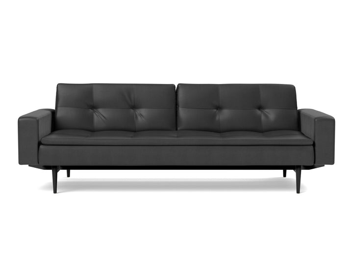 Canapea extensibila cu brate Dublexo Styletto Black Wood 115x210cm, tesatura la alegere #material_550-faunal-black
