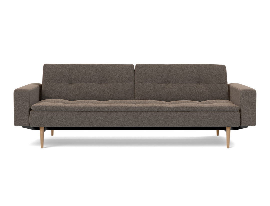 Canapea extensibila cu brate Dublexo Styletto Light Wood 115x210cm, tesatura la alegere #material_530-boucl-taupe