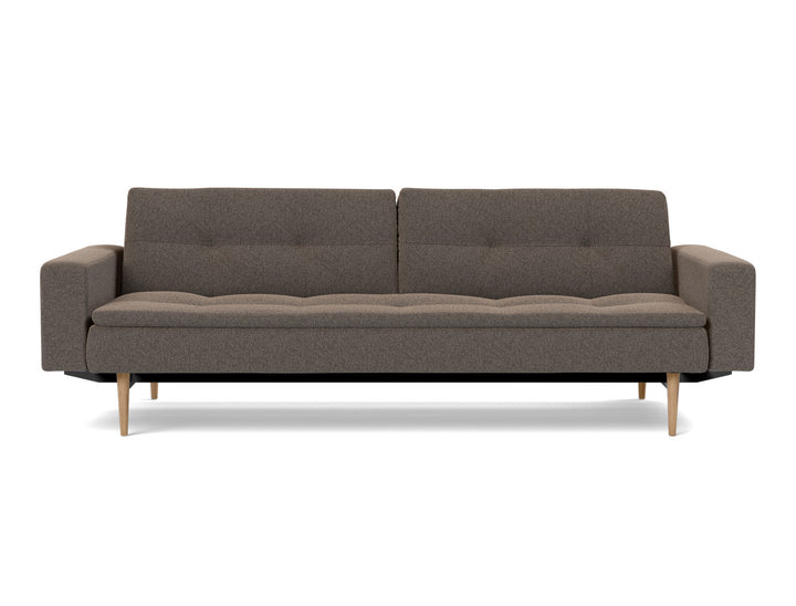 Canapea extensibila cu brate Dublexo Styletto Light Wood 115x210cm, tesatura la alegere #material_530-boucl-taupe