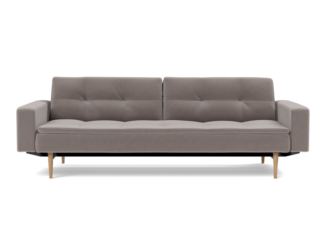 Canapea extensibila cu brate Dublexo Styletto Light Wood 115x210cm, tesatura la alegere #material_418-esina-truffle