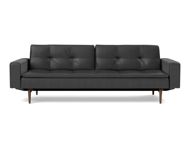 Canapea extensibila cu brate Dublexo Styletto Dark Wood 115x210cm, tesatura la alegere #material_550-faunal-black