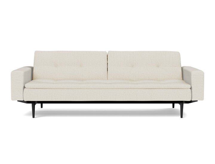 Canapea extensibila cu brate Dublexo Styletto Black Wood 115x210cm, tesatura la alegere #material_531-boucl-off-white