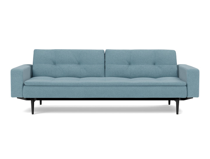 Canapea extensibila cu brate Dublexo Styletto Black Wood 115x210cm, tesatura la alegere #material_525-mixed-dance-light-blue