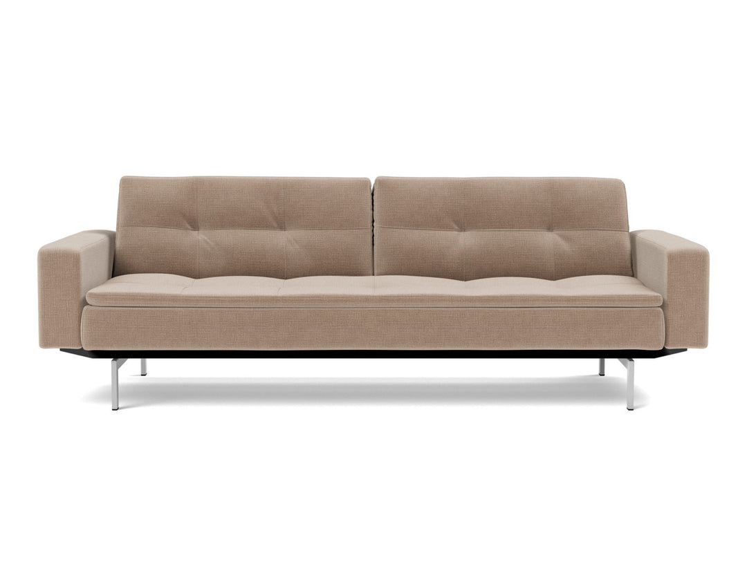Canapea extensibila cu brate Dublexo Chrome 115x210cm, tesatura la alegere #material_417-esina-mocha