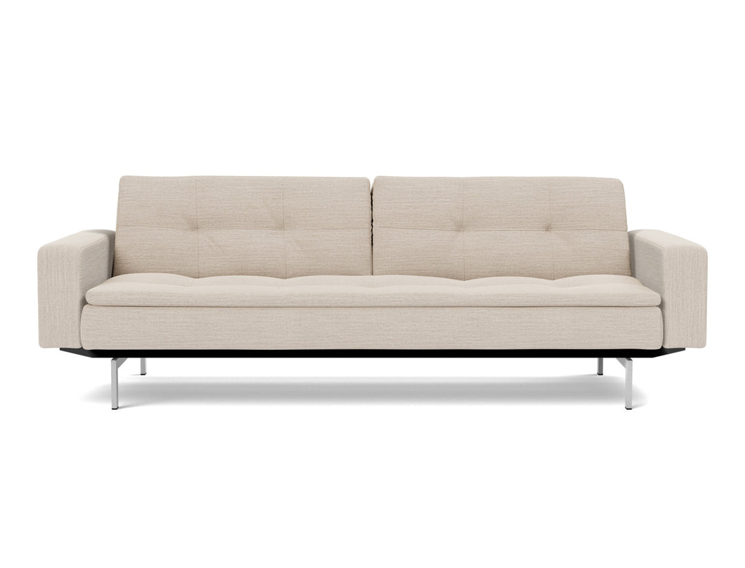 Canapea extensibila cu brate Dublexo Chrome 115x210cm, tesatura la alegere #material_612-blida-sand-grey