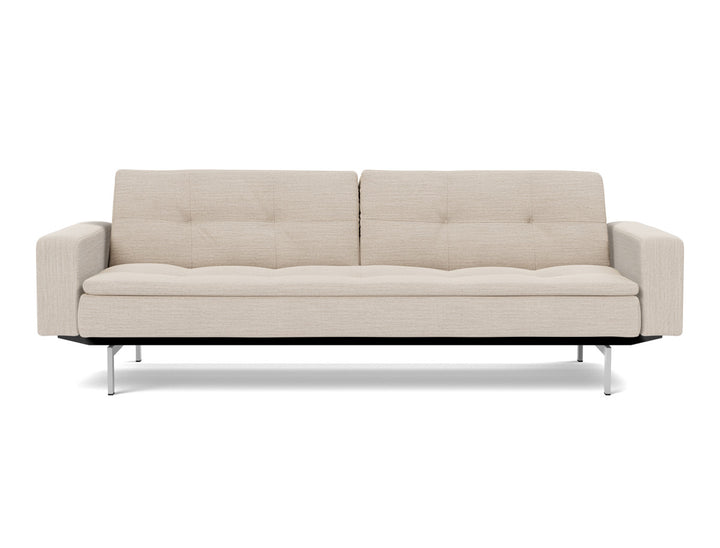 Canapea extensibila cu brate Dublexo Chrome 115x210cm, tesatura la alegere #material_612-blida-sand-grey