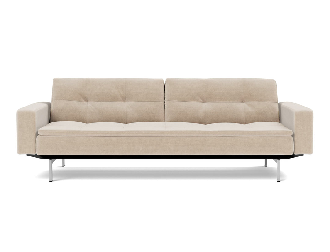 Canapea extensibila cu brate Dublexo Chrome 115x210cm, tesatura la alegere #material_410-esina-almond