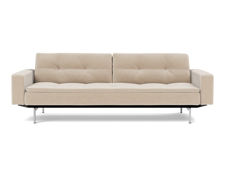 Canapea extensibila cu brate Dublexo Chrome 115x210cm, tesatura la alegere #material_410-esina-almond