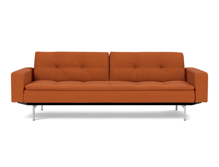 Canapea extensibila cu brate Dublexo Chrome 115x210cm, tesatura la alegere #material_595-corduroy-burnt-orange