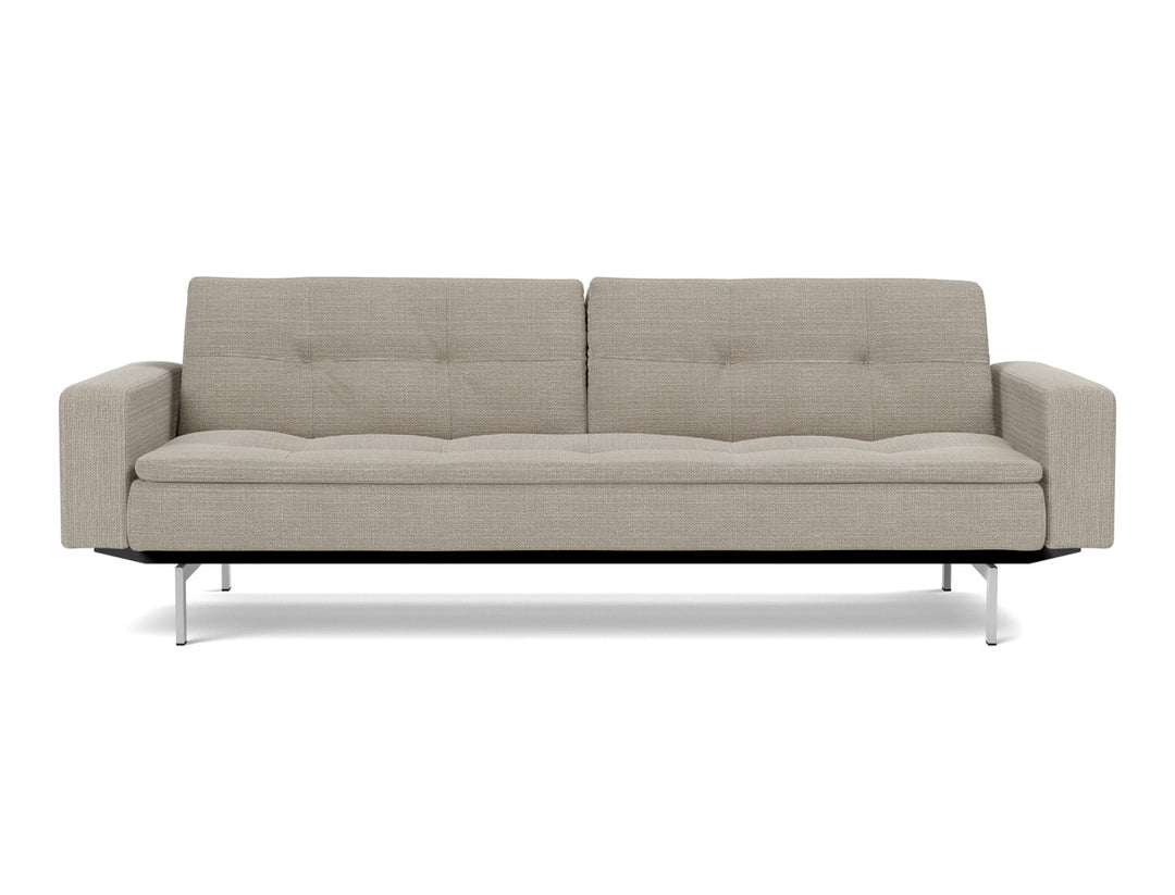 Canapea extensibila cu brate Dublexo Chrome 115x210cm, tesatura la alegere #material_579-kenya-gravel
