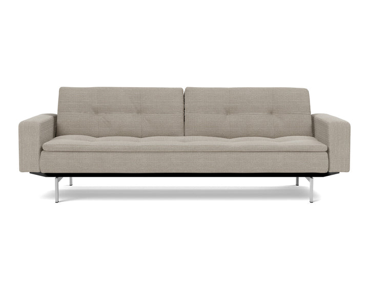Canapea extensibila cu brate Dublexo Chrome 115x210cm, tesatura la alegere #material_579-kenya-gravel