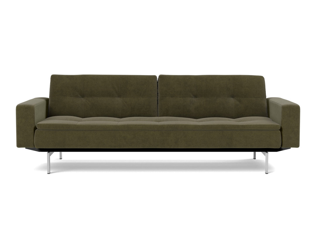 Canapea extensibila cu brate Dublexo Chrome 115x210cm, tesatura la alegere #material_316-cordufine-pine-green