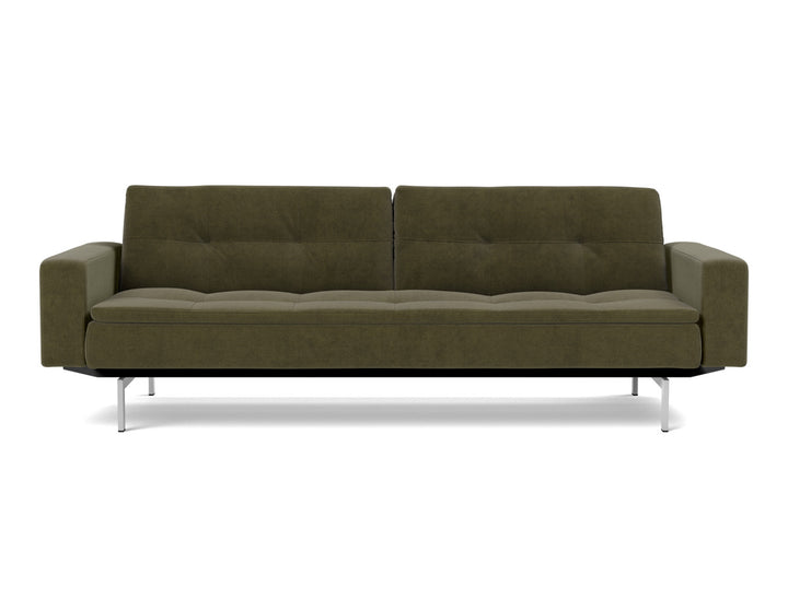 Canapea extensibila cu brate Dublexo Chrome 115x210cm, tesatura la alegere #material_316-cordufine-pine-green