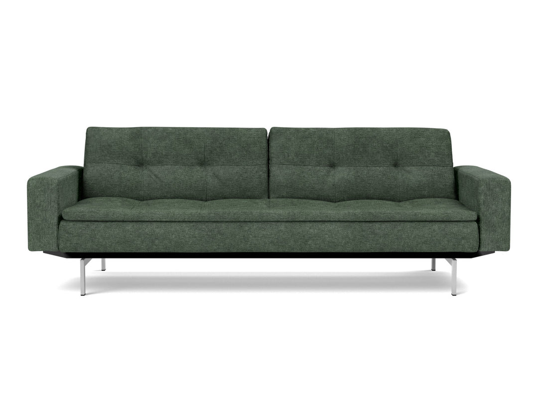 Canapea extensibila cu brate Dublexo Chrome 115x210cm, tesatura la alegere #material_281-avella-pine-green