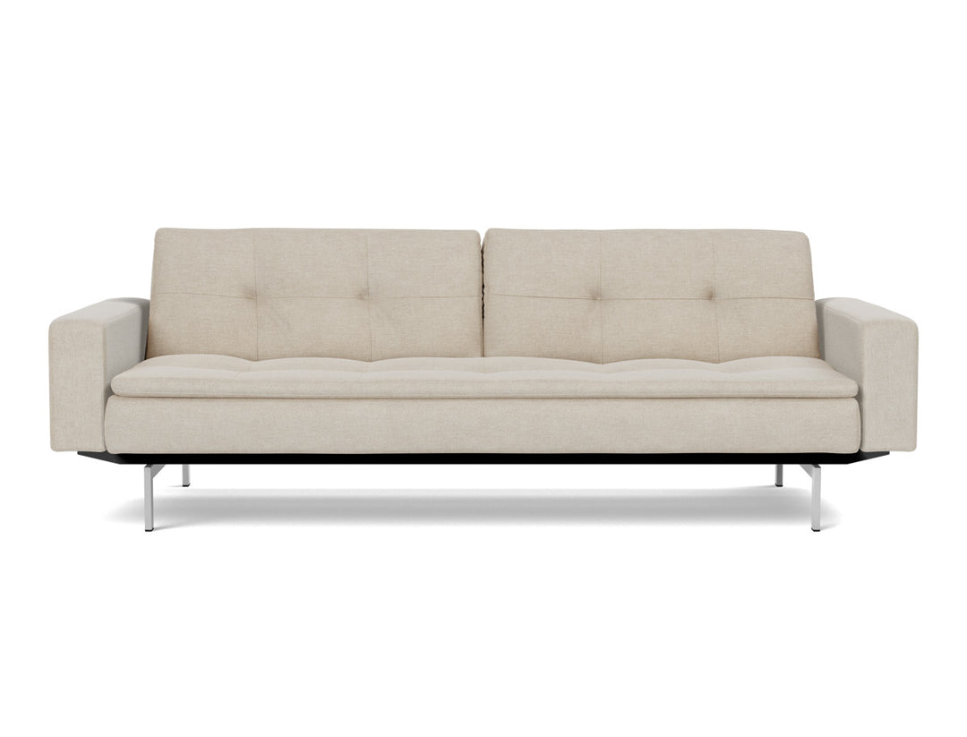Canapea extensibila cu brate Dublexo Chrome 115x210cm, tesatura la alegere #material_586-phobos-latte