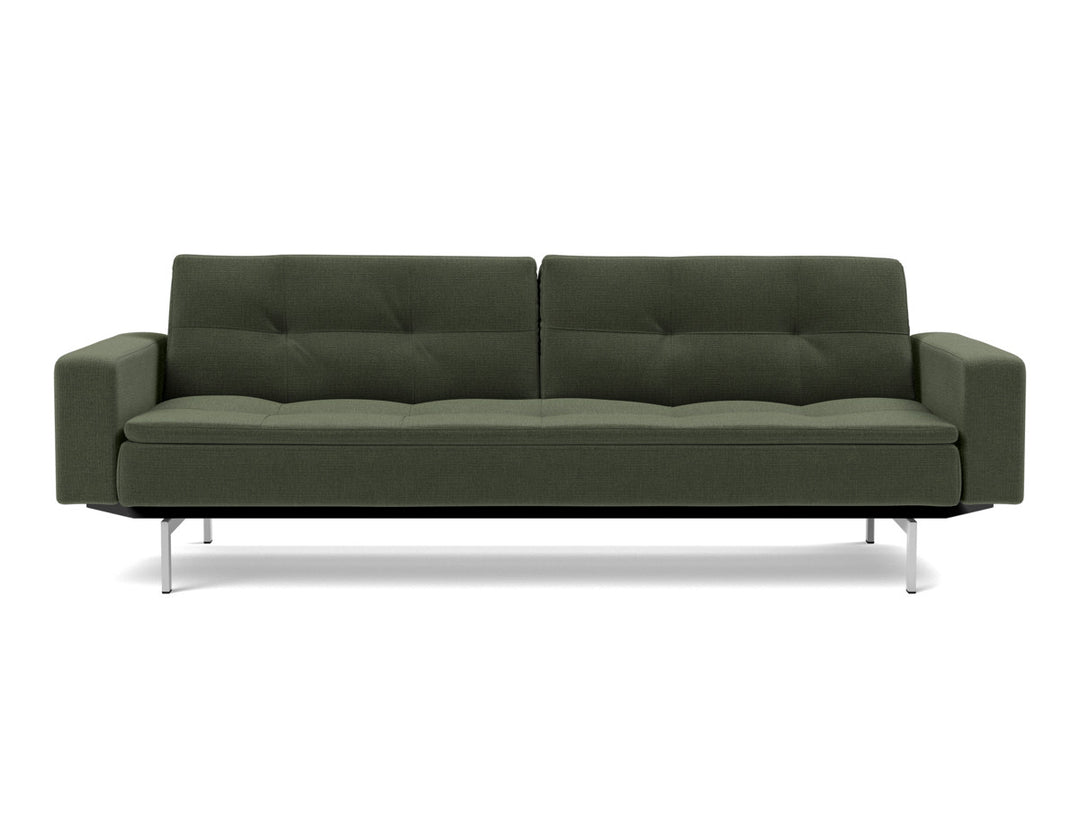 Canapea extensibila cu brate Dublexo Chrome 115x210cm, tesatura la alegere #material_413-esina-olive-green