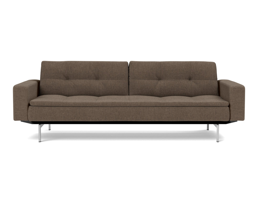 Canapea extensibila cu brate Dublexo Chrome 115x210cm, tesatura la alegere #material_411-esina-cedar-brown