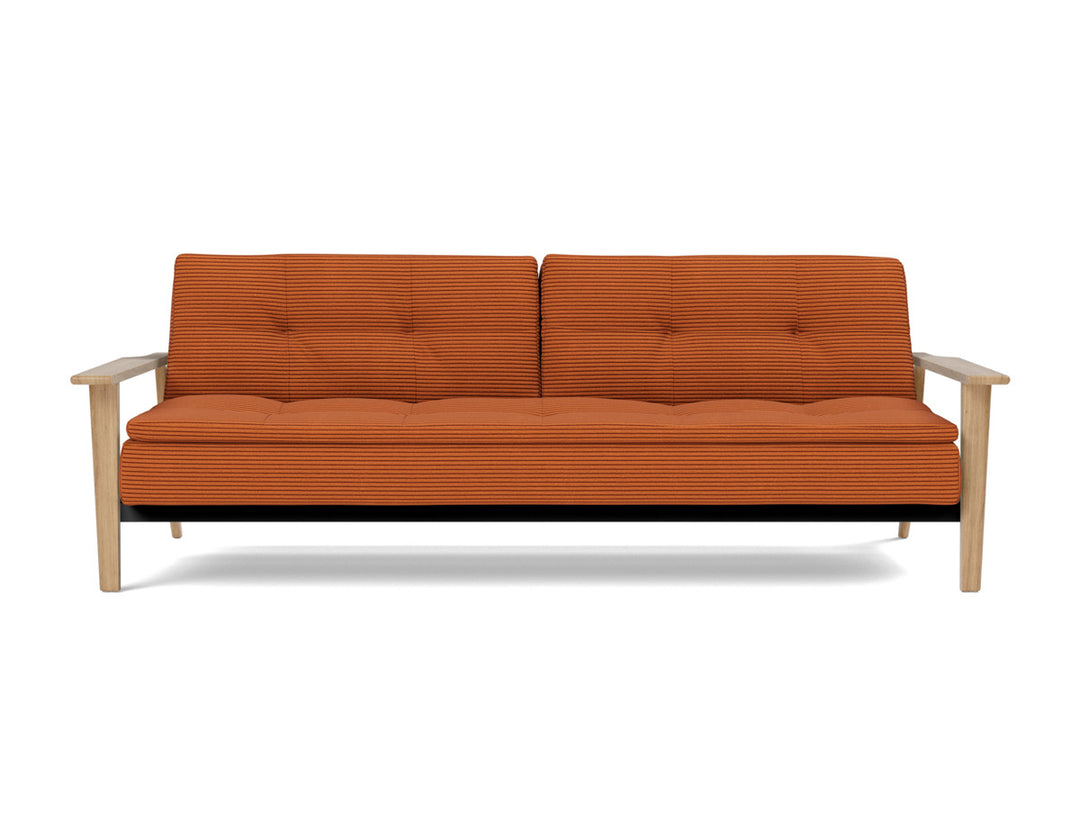 Canapea extensibila Dublexo Frej Oak 115x210cm, tesatura la alegere #material_595-corduroy-burnt-orange