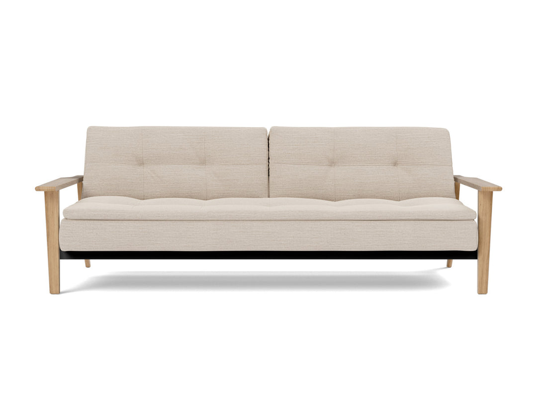 Canapea extensibila Dublexo Frej Oak 115x210cm, tesatura la alegere #material_612-blida-sand-grey