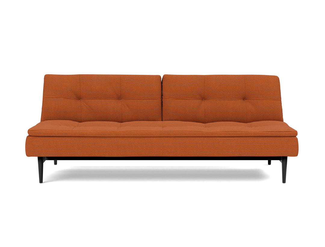 Canapea extensibila Dublexo Styletto Black Wood 115x210cm, tesatura la alegere #material_595-corduroy-burnt-orange