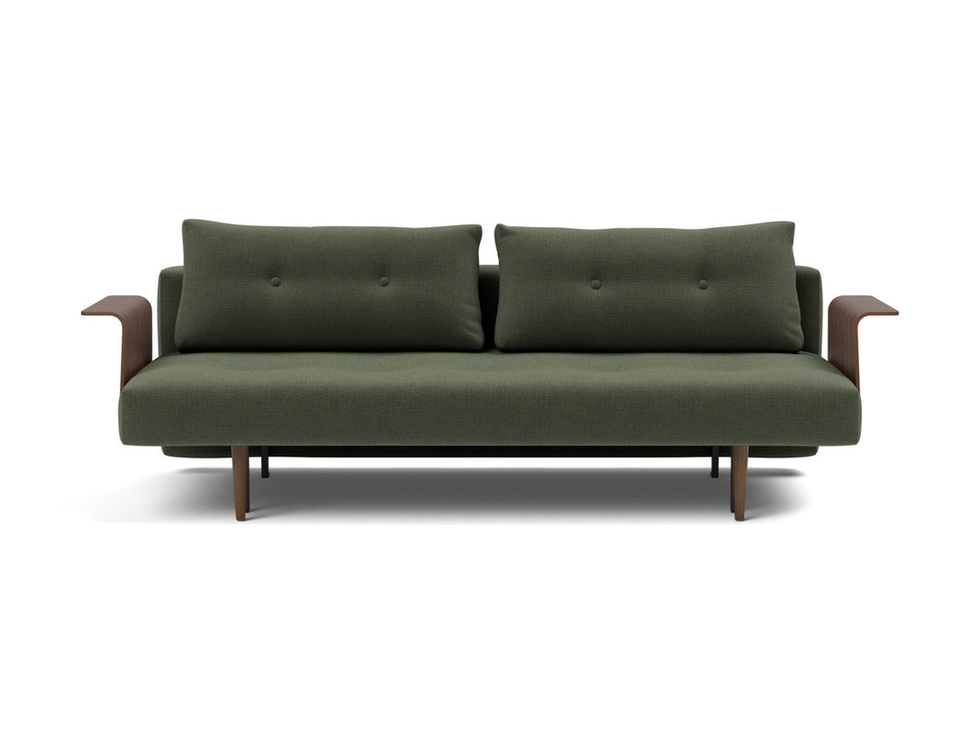 Canapea extensibila cu brate Recast Dark Styletto 140x200 cm, tesatura la alegere #material_413-esina-olive-green