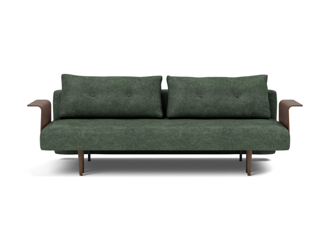 Canapea extensibila cu brate Recast Dark Styletto 140x200 cm, tesatura la alegere #material_281-avella-pine-green