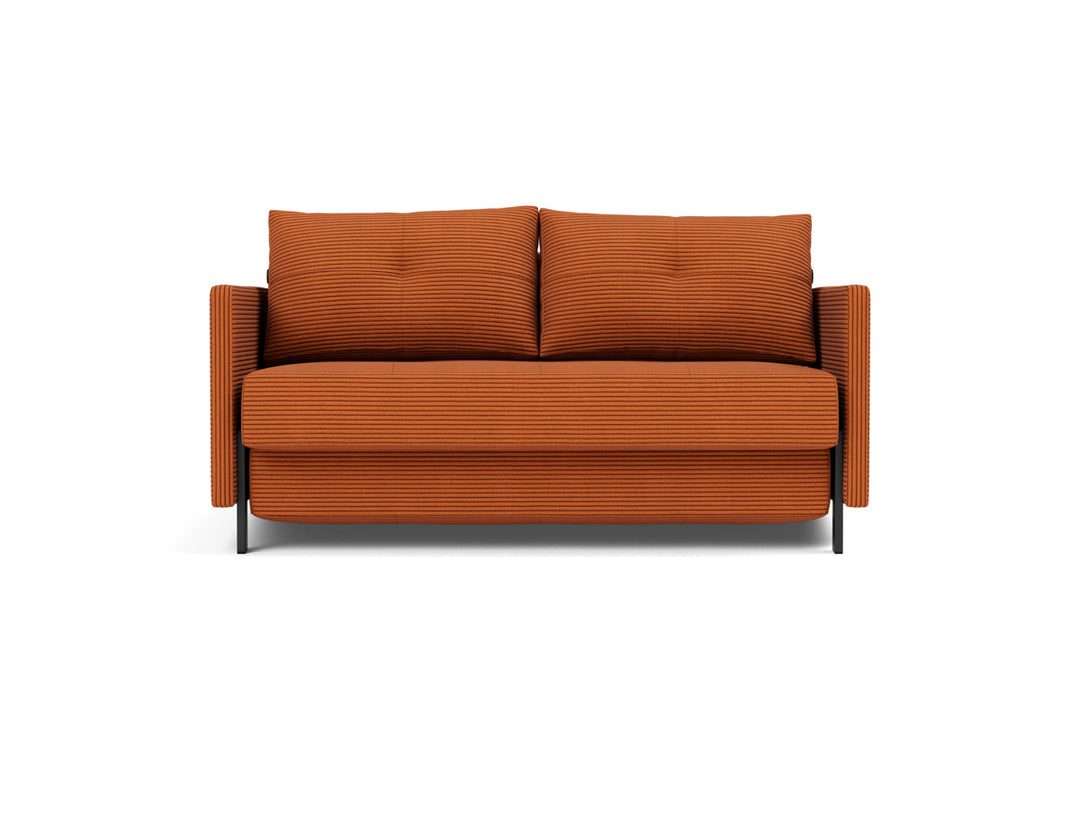 Canapea extensibila cu cotiere Cubed 140x200cm, tesatura la alegere #material_595-corduroy-burnt-orange