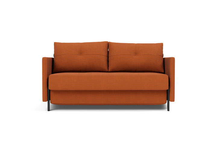Canapea extensibila cu cotiere Cubed 140x200cm, tesatura la alegere #material_595-corduroy-burnt-orange