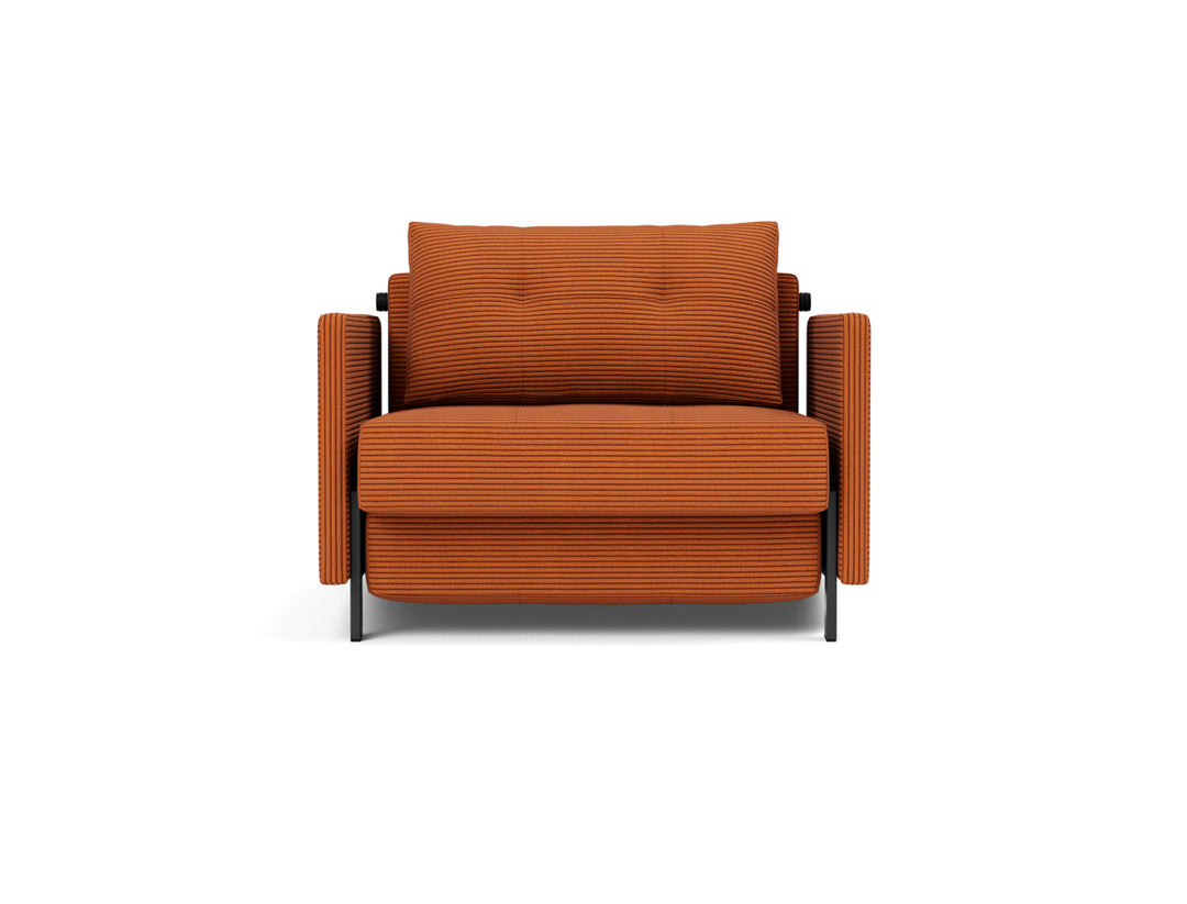 Fotoliu pat cu cotiere Cubed 02 90x200cm, tesatura la alegere #material_595-corduroy-burnt-orange