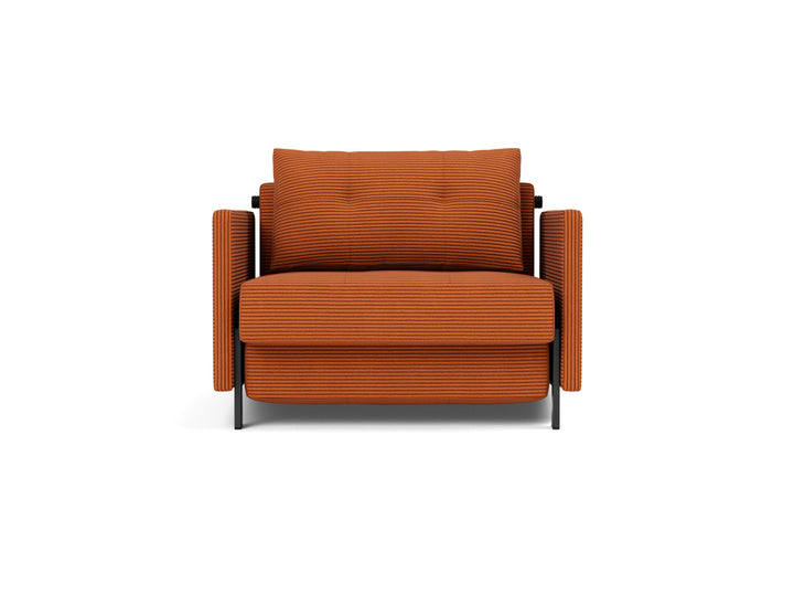 Fotoliu pat cu cotiere Cubed 02 90x200cm, tesatura la alegere #material_595-corduroy-burnt-orange