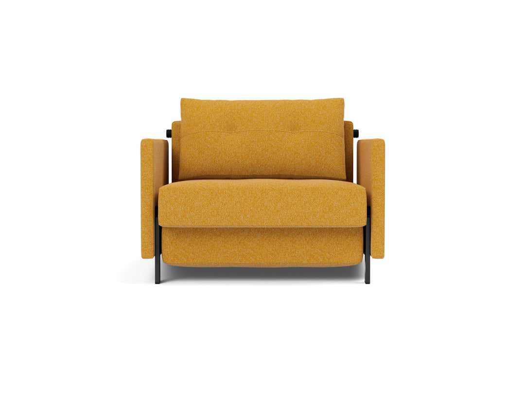 Fotoliu pat cu cotiere Cubed 02 90x200cm, tesatura la alegere #material_536-boucl-ochre