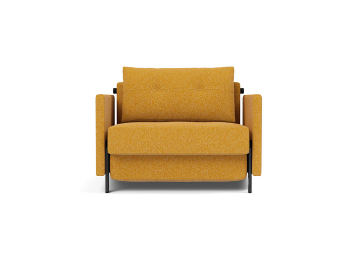 Fotoliu pat cu cotiere Cubed 02 90x200cm, tesatura la alegere #material_536-boucl-ochre