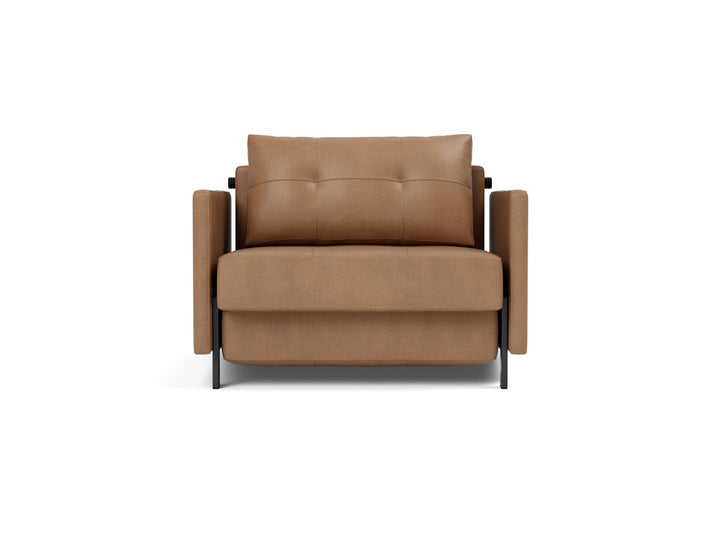 Fotoliu pat cu cotiere Cubed 02 90x200cm, tesatura la alegere #material_551-faunal-brown