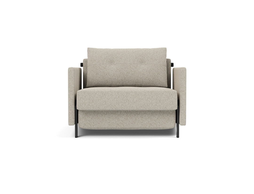Fotoliu pat cu cotiere Cubed 02 90x200cm, tesatura la alegere #material_539-boucl-beige