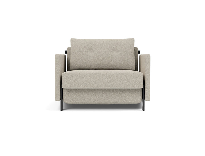 Fotoliu pat cu cotiere Cubed 02 90x200cm, tesatura la alegere #material_539-boucl-beige