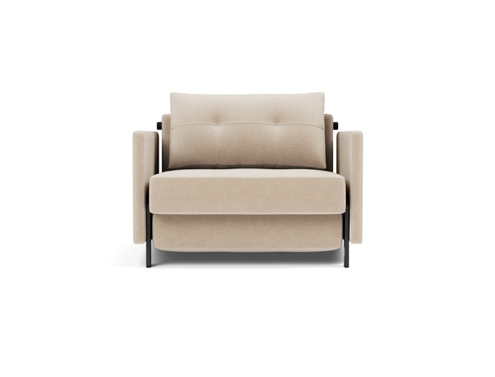 Fotoliu pat cu cotiere Cubed 02 90x200cm, tesatura la alegere #material_410-esina-almond