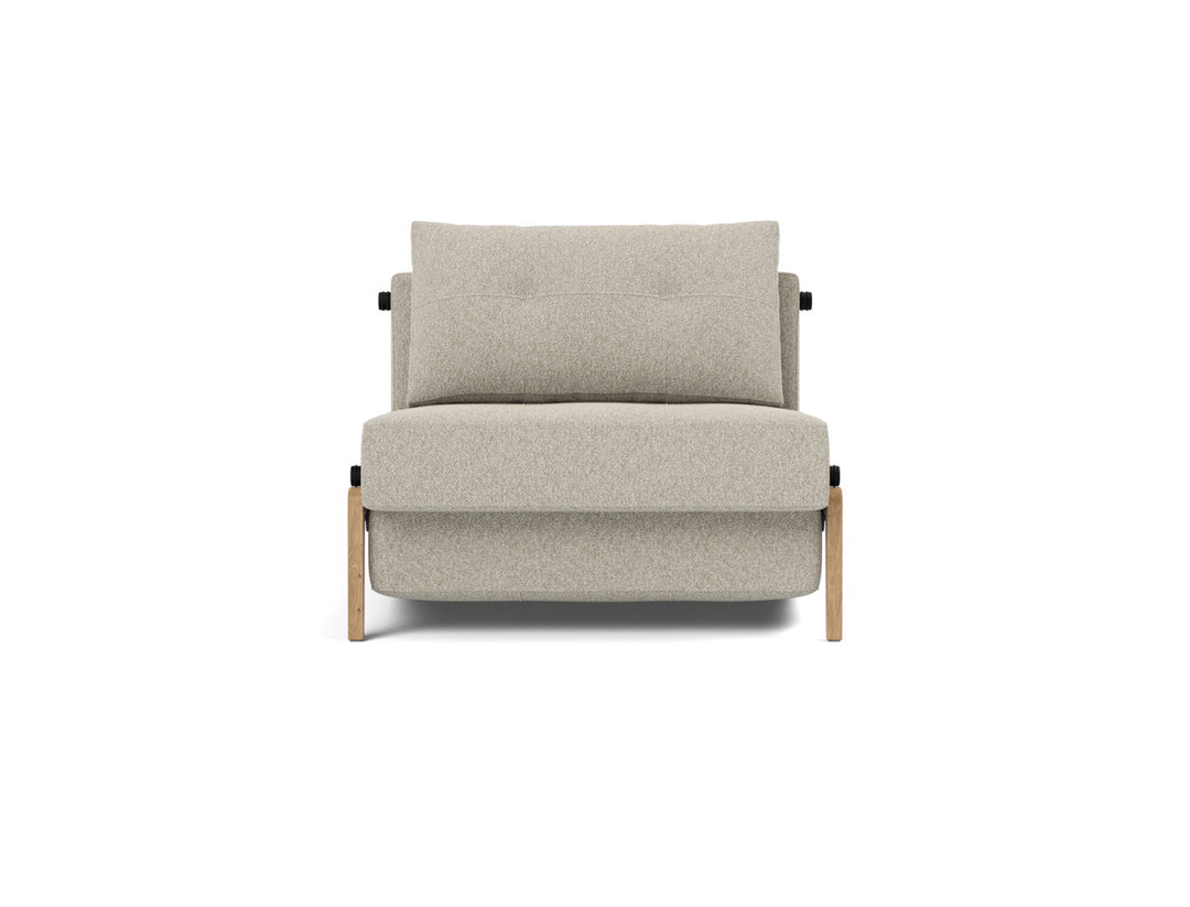 Fotoliu pat Cubed Wood 90x200cm, tesatura la alegere #material_539-boucl-beige