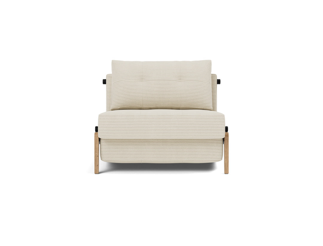 Fotoliu pat Cubed Wood 90x200cm, tesatura la alegere #material_594-corduroy-ivory