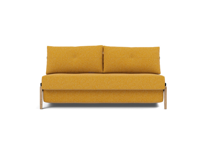 Canapea extensibila Cubed Wood 160x200cm, tesatura la alegere #material_536-boucl-ochre
