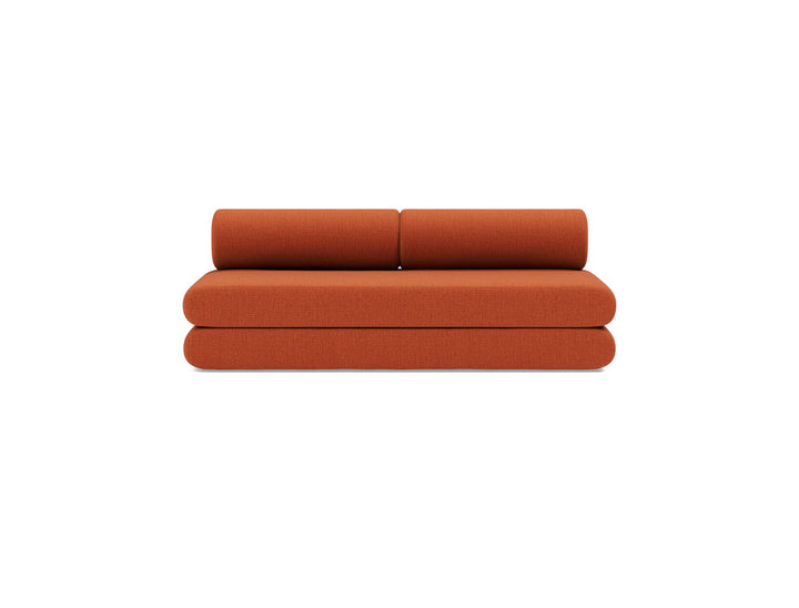 Canapea extensibila Circlus cu perne rotunde 180x200cm, tesatura la alegere #material_412-esina-rust-orange