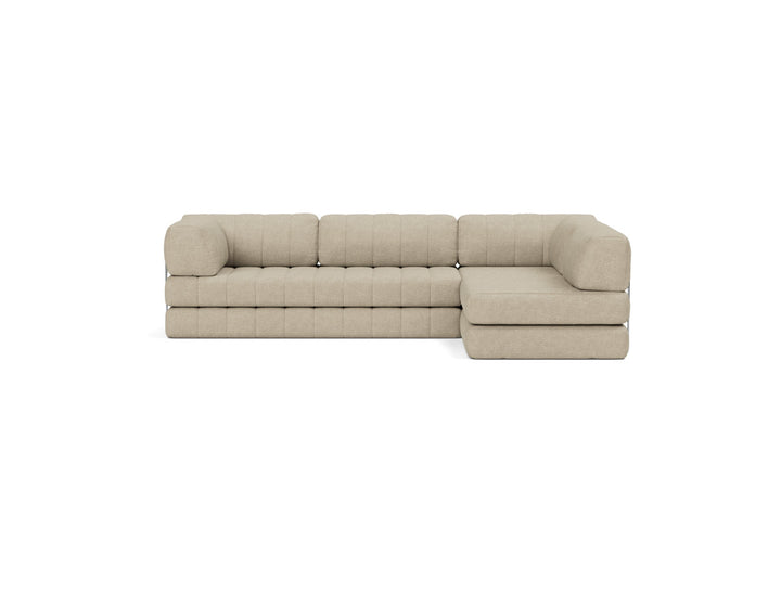 Canapea extensibila cu sezlong CozyPad L-Shape 312x208cm, tesatura la alegere #material_356-taura-sand