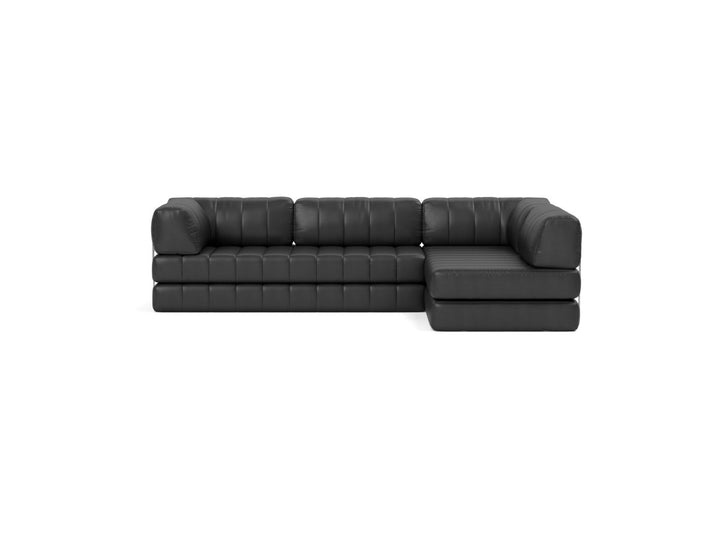 Canapea extensibila cu sezlong CozyPad L-Shape 312x208cm, tesatura la alegere #material_550-faunal-black