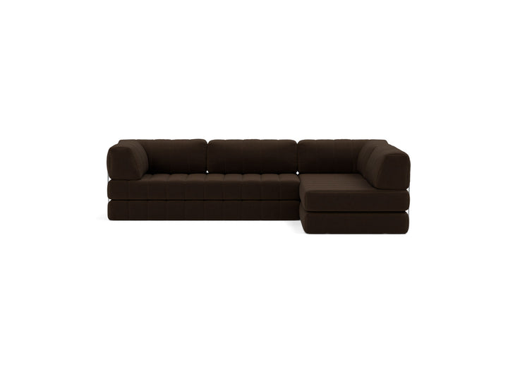 Canapea extensibila cu sezlong CozyPad L-Shape 312x208cm, tesatura la alegere #material_358-taura-chocco