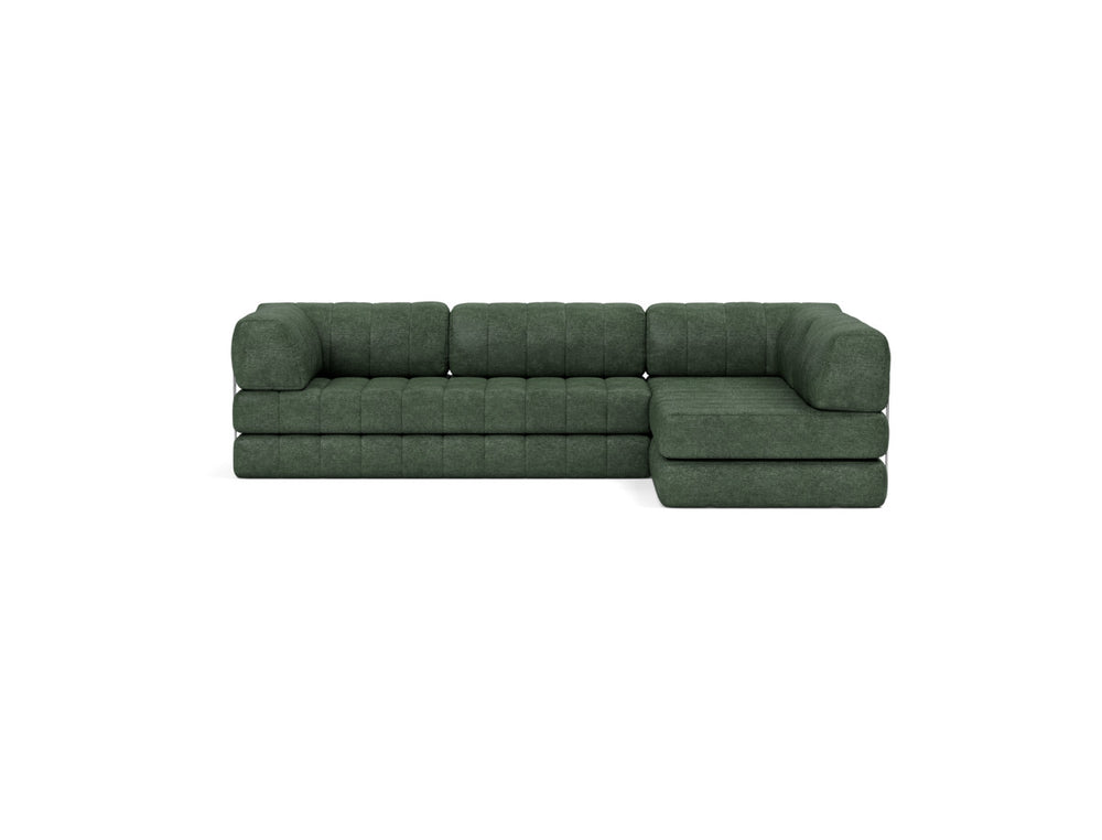 Canapea extensibila cu sezlong CozyPad L-Shape 312x208cm, tesatura la alegere #material_281-avella-pine-green