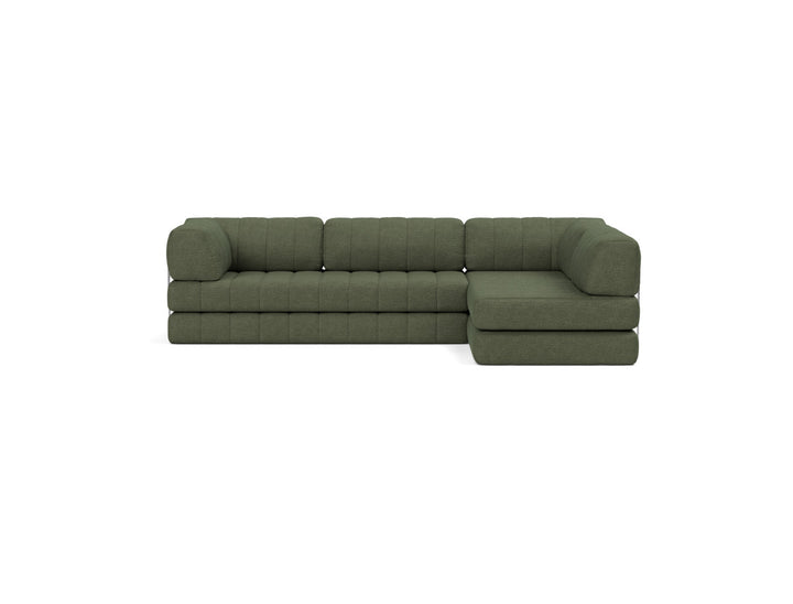 Canapea extensibila cu sezlong CozyPad L-Shape 312x208cm, tesatura la alegere #material_353-taura-forest