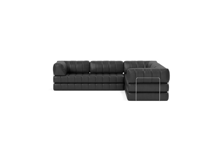 Canapea extensibila de colt CozyPad cu brate 312x312cm, tesatura la alegere #material_550-faunal-black
