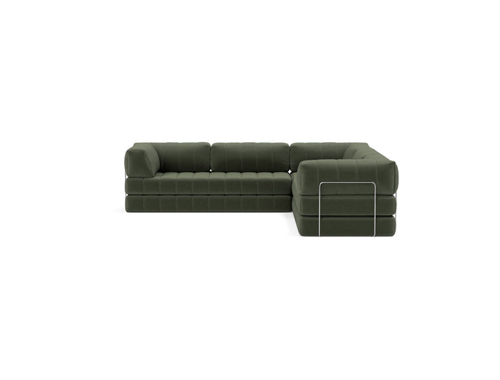 Canapea extensibila de colt CozyPad cu brate 312x312cm, tesatura la alegere #material_413-esina-olive-green