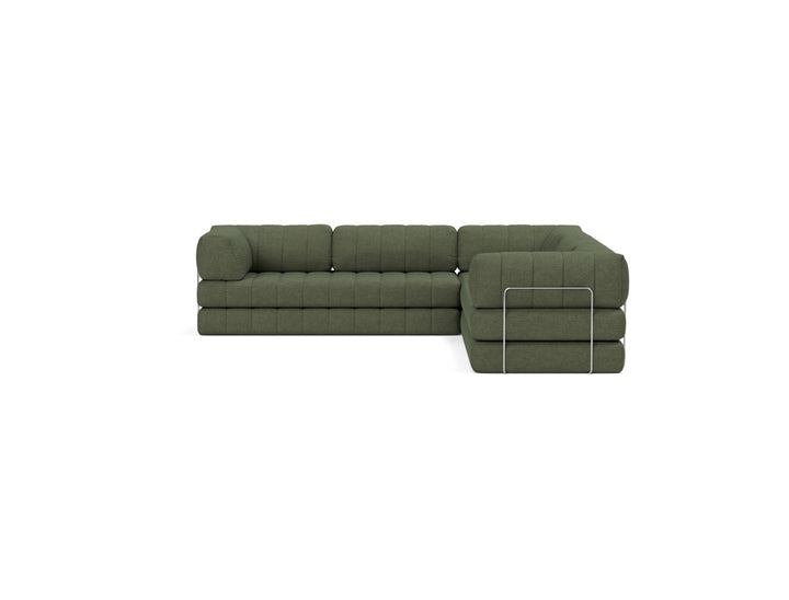 Canapea extensibila de colt CozyPad cu brate 312x312cm, tesatura la alegere #material_353-taura-forest