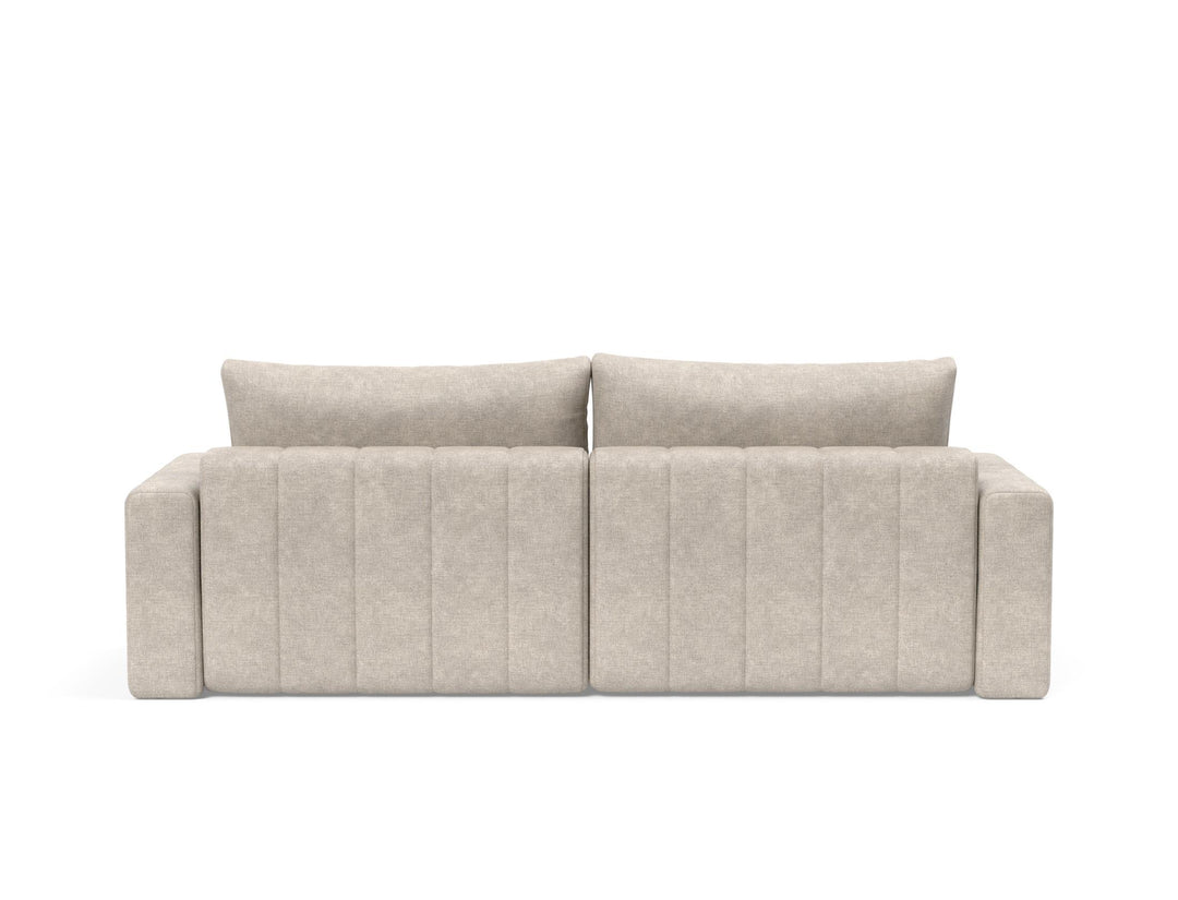 Canapea extensibila cu sezlong si brate, Akello, Avella Sand, 187x200 cm