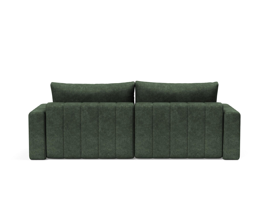 Canapea extensibila cu sezlong si brate, Akello, Avella Pine Green, 187x200 cm